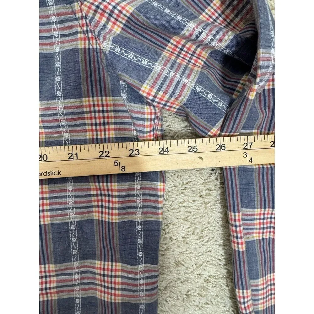 True Religion Multicolor‎ Plaid Horseshoe Western Pearl Snap Shirt Size XXXL